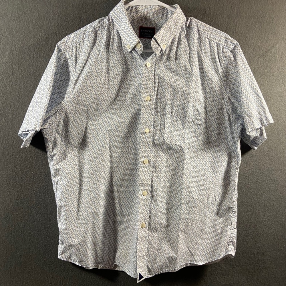 UNTUCKit Shirt Short Sleeve Cotton Bicycle Print Button Down novelty Medium
